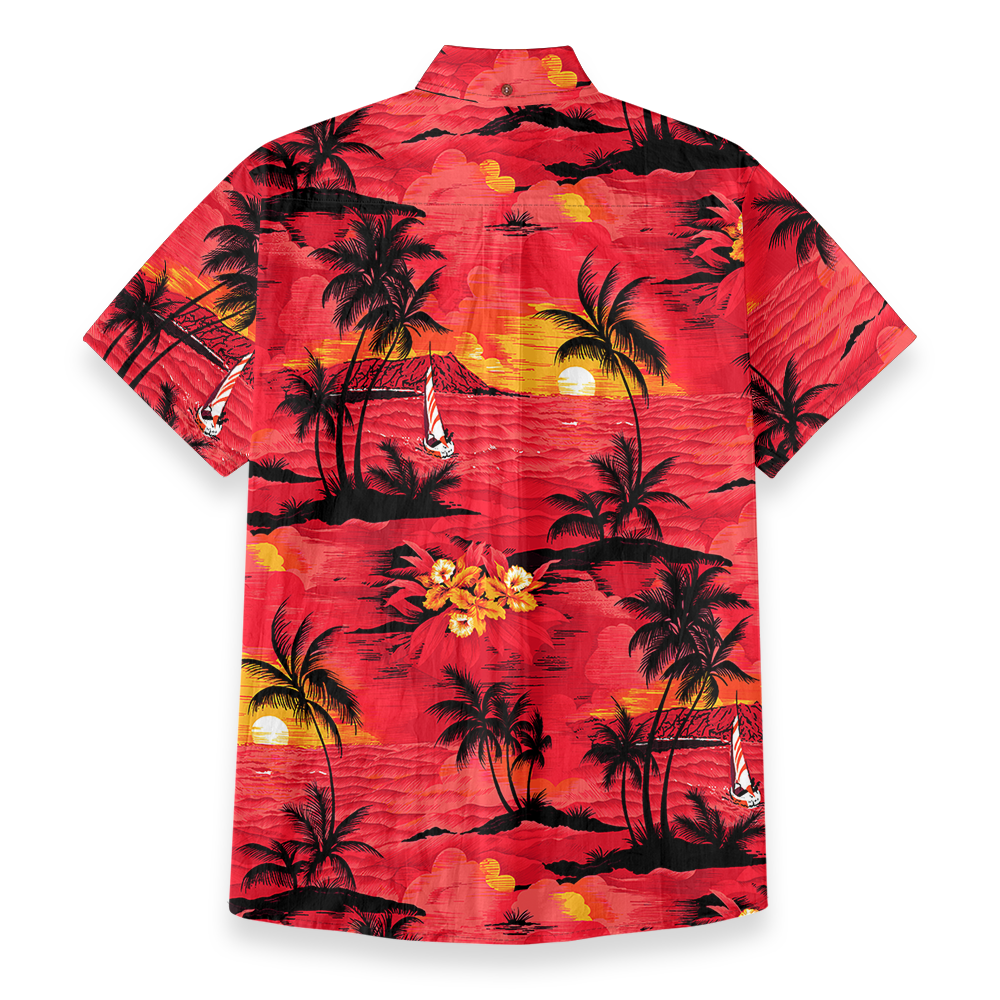 Tropical Sunset Paradise Button Down Cotton Shirt