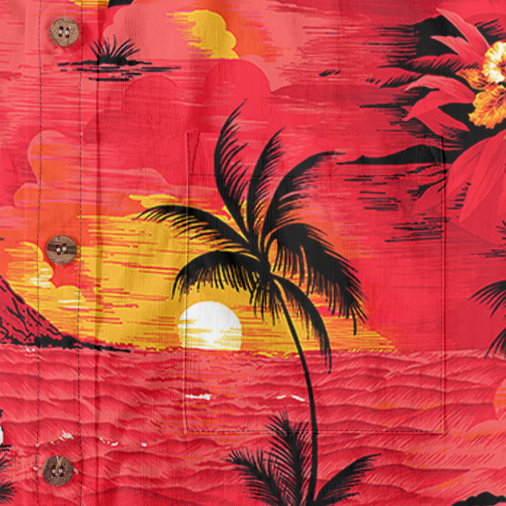 Tropical Sunset Paradise Button Down Cotton Shirt