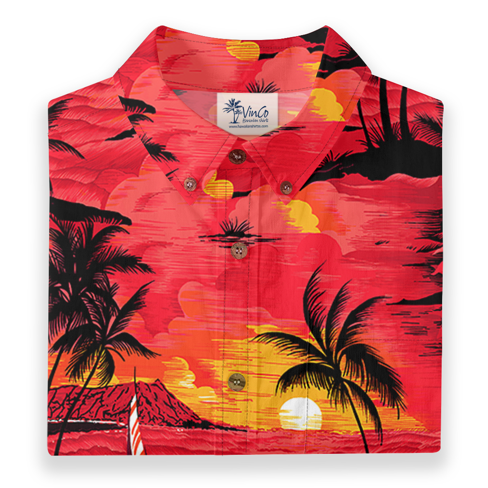 Tropical Sunset Paradise Button Down Cotton Shirt