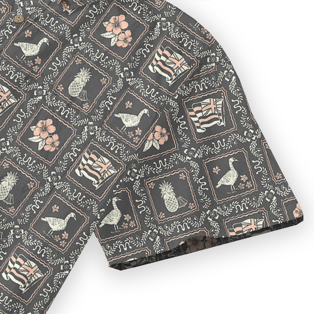 Tropical Pattern Cotton Button Down Men's Shirt