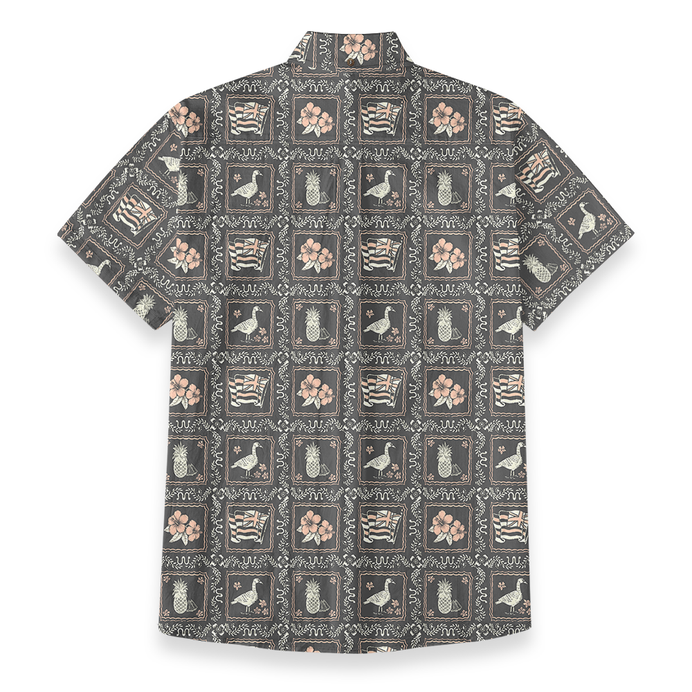 Tropical Pattern Cotton Button Down Men's Shirt