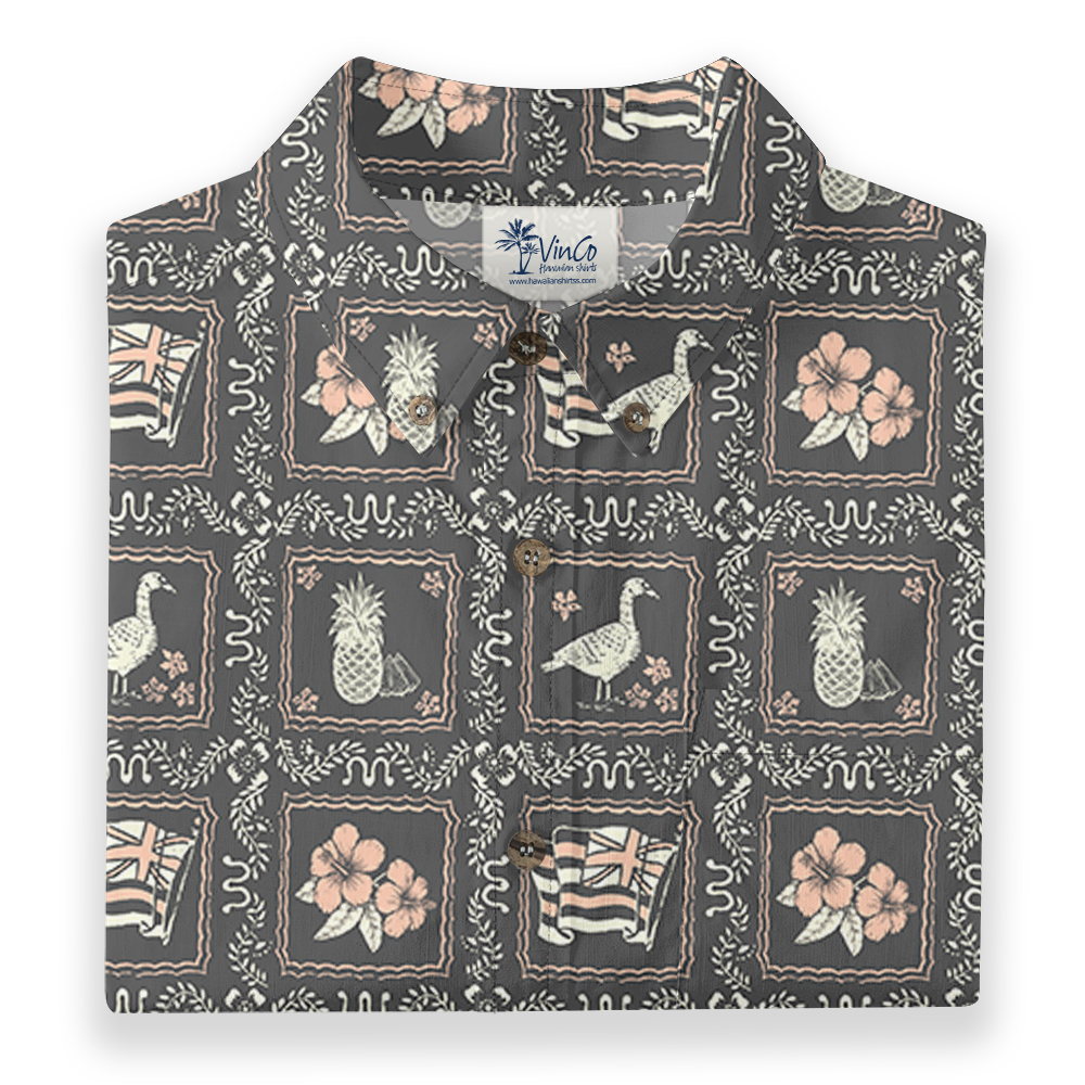 Tropical Pattern Cotton Button Down Men's Shirt