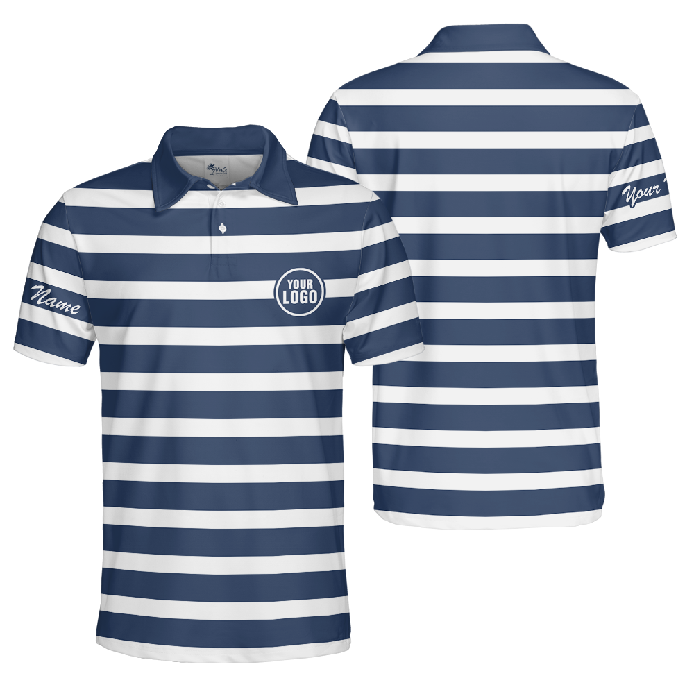 Custom Striped Polo Shirt with Logo and Name