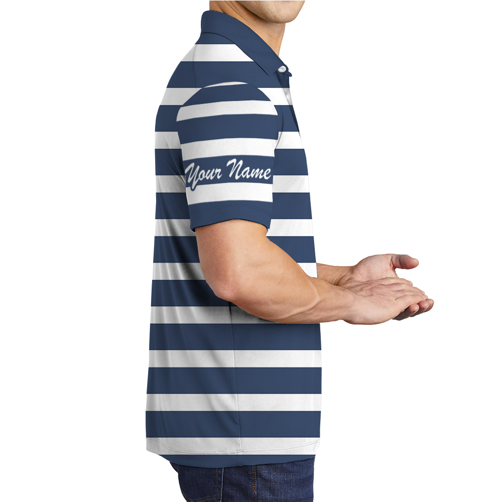 Custom Striped Polo Shirt with Logo and Name