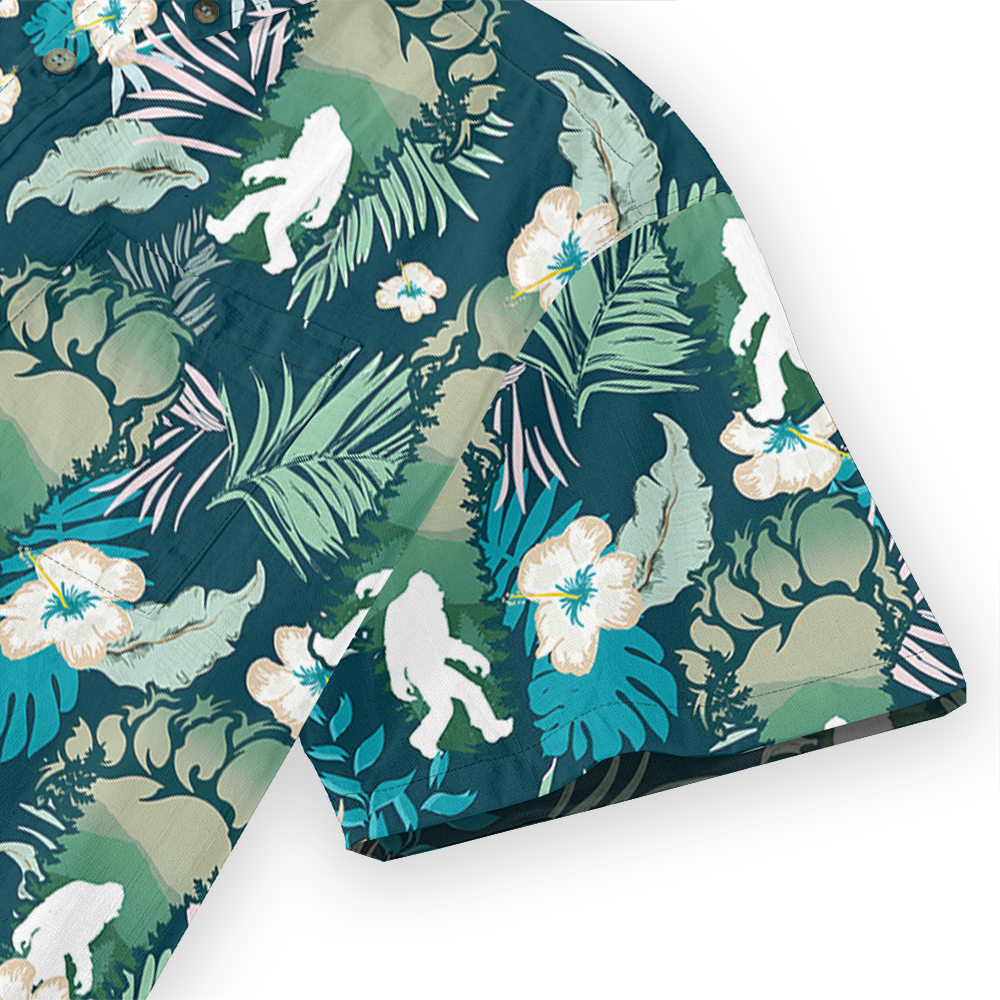 Vibrant Jungle Bigfoot Button Down Cotton Shirt