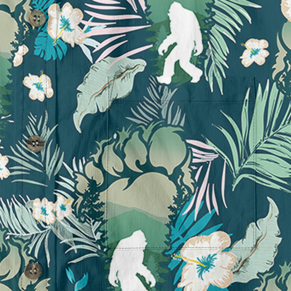Vibrant Jungle Bigfoot Button Down Cotton Shirt