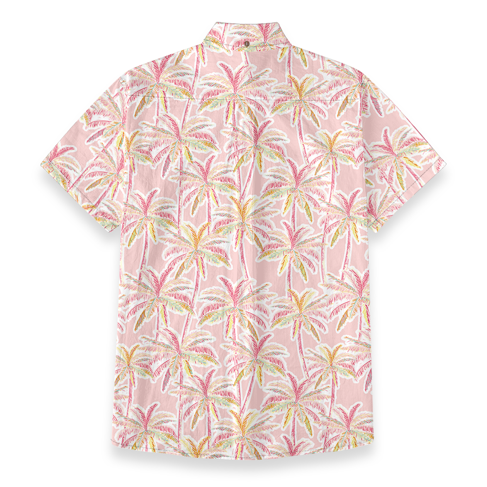 Pink Palm Paradise Button Down Cotton Shirt