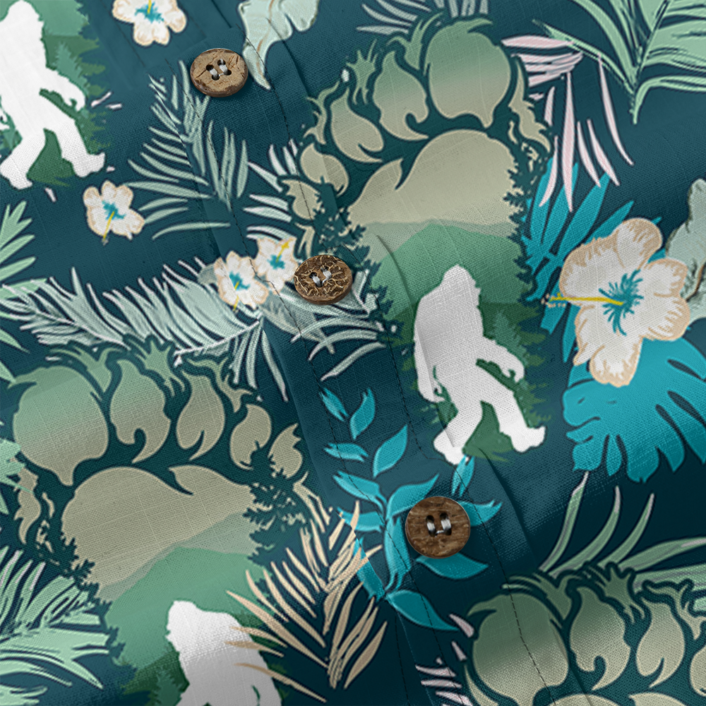 Vibrant Jungle Bigfoot Button Down Cotton Shirt