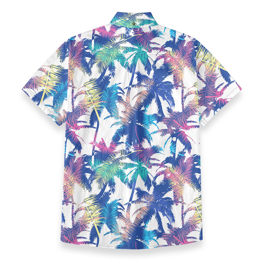 Colorful Palm Leaf Button Down Cotton Shirt for Men
