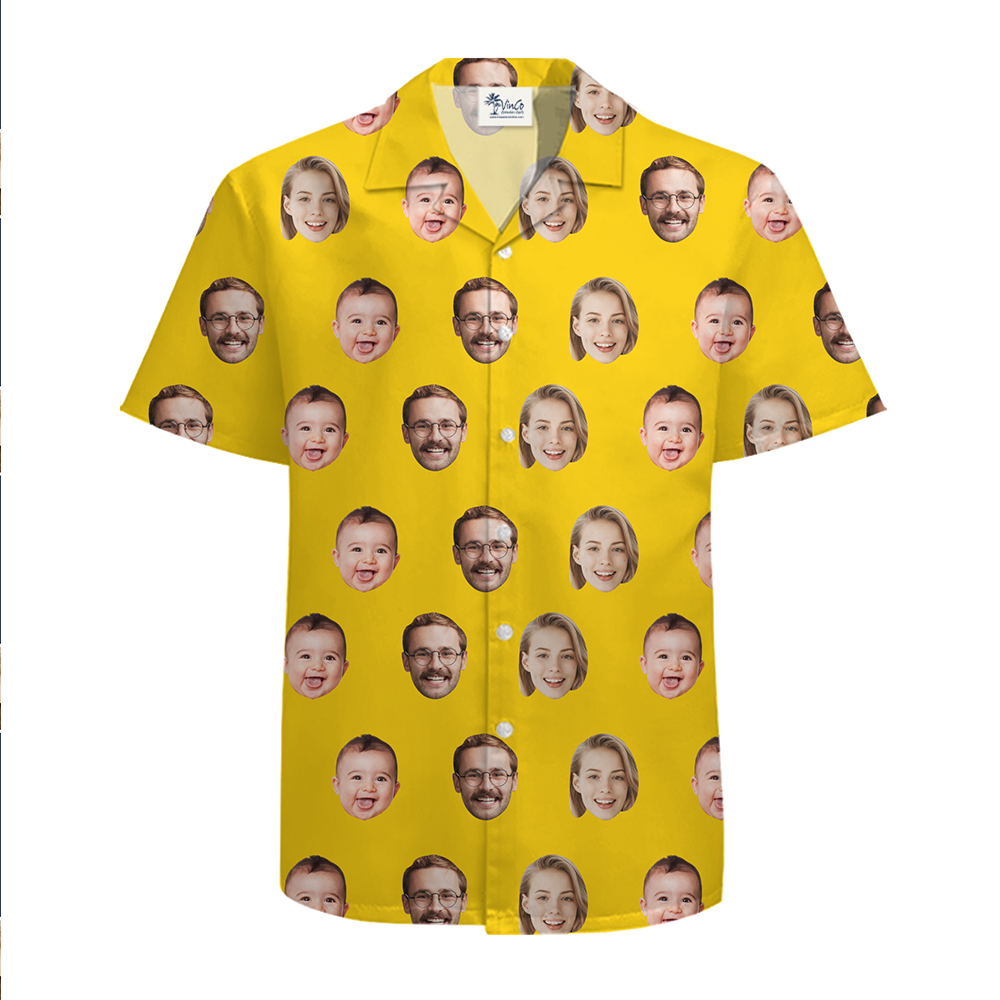 Custom Multiple Face Hawaiian Shirt with Your Favorite Color and New Live Preview