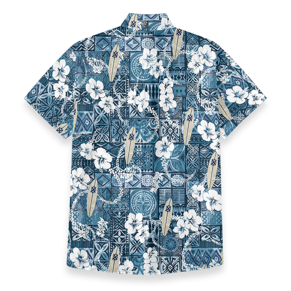 Ocean Vibes Button Down Cotton Hawaiian Shirt