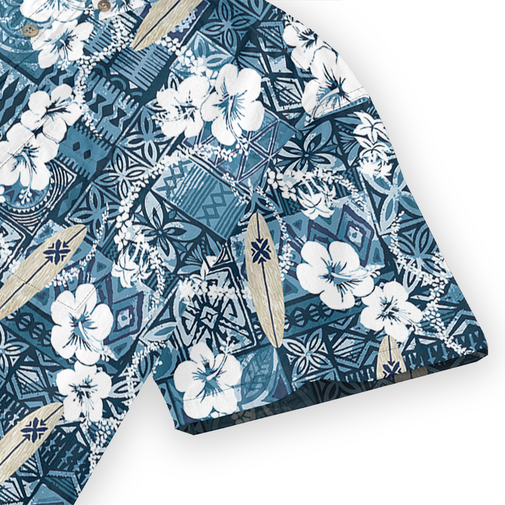 Ocean Vibes Button Down Cotton Hawaiian Shirt