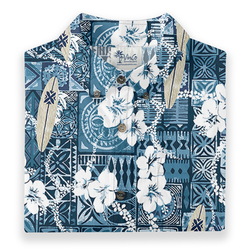 Ocean Vibes Button Down Cotton Hawaiian Shirt