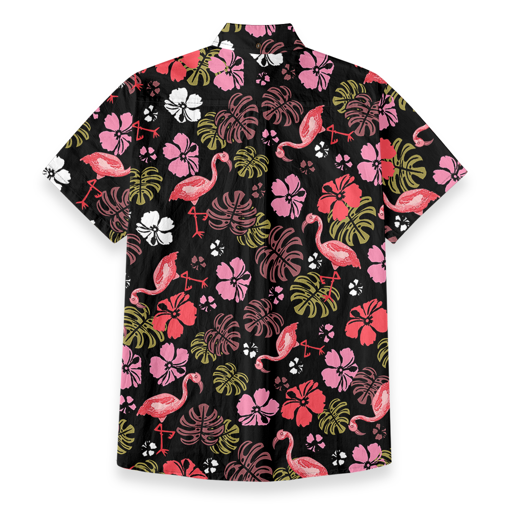 Floral Flamingo Button Down Shirt Cotton