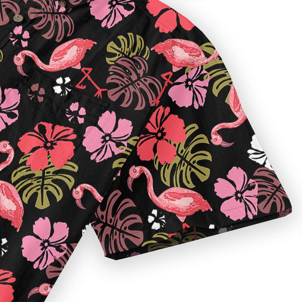 Floral Flamingo Button Down Shirt Cotton