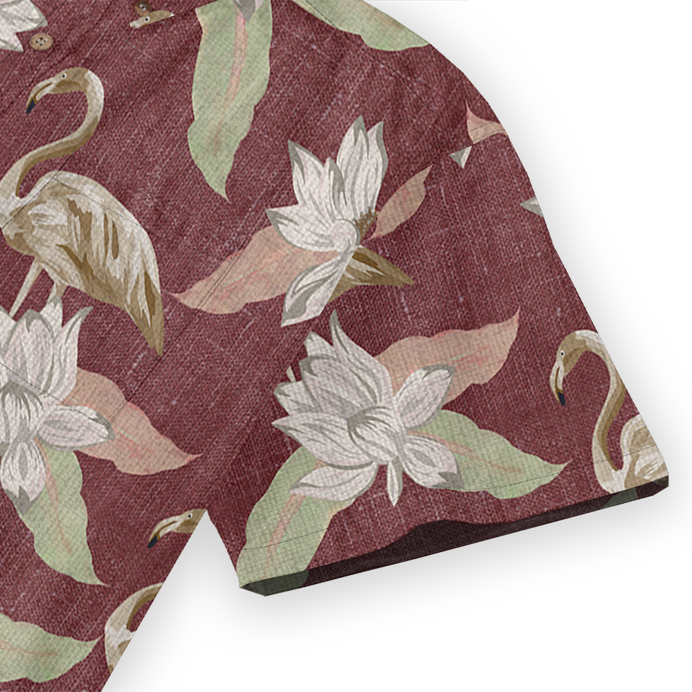 Vintage Flamingo Button Down Cotton Hawaiian Shirt