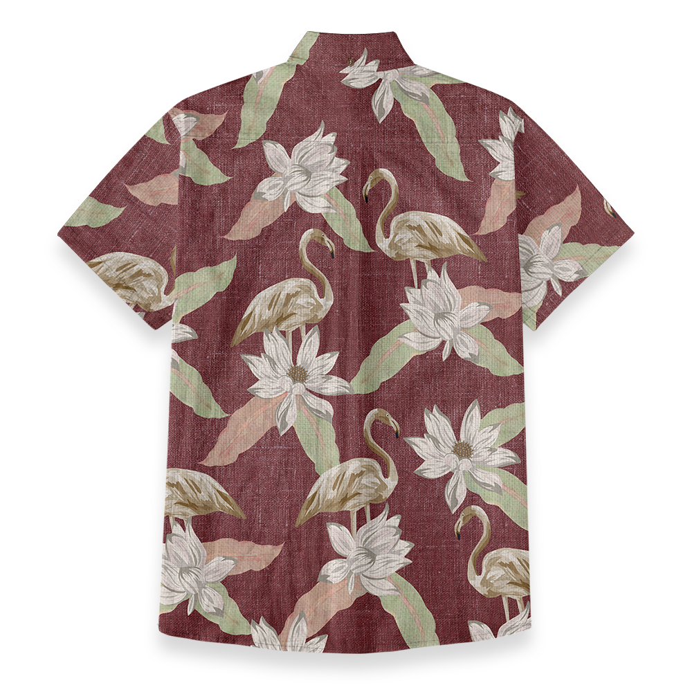 Vintage Flamingo Button Down Cotton Hawaiian Shirt