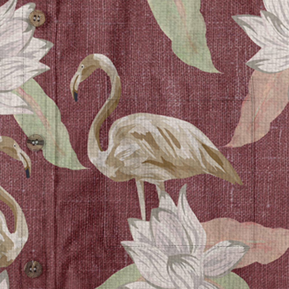 Vintage Flamingo Button Down Cotton Hawaiian Shirt