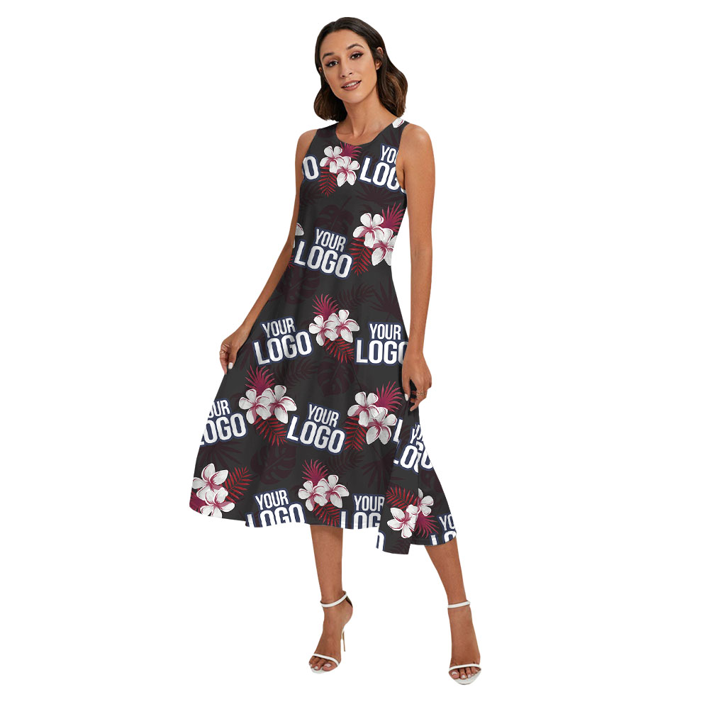 Floral Black Matching Hawaiian Family Outfits With Logo