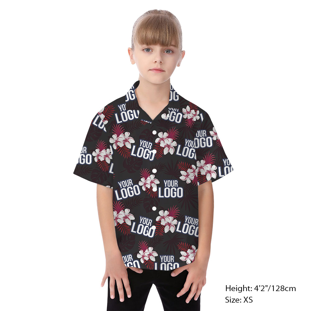 Floral Black Matching Hawaiian Family Outfits With Logo
