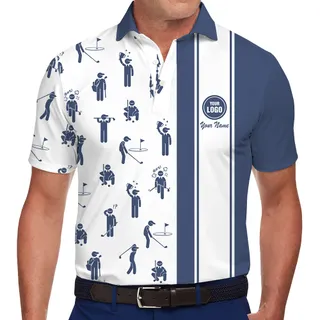 Unique Custom Golf Logo And Team Name Polo Shirt Navy