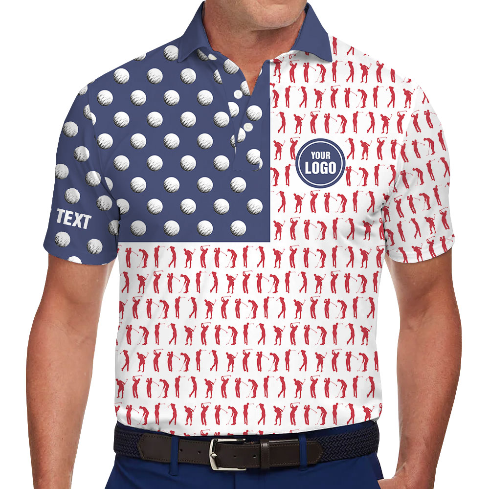 Custom Logo Golf Polo Shirt American Flag - variant image 1