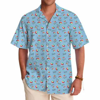 Blue Custom Logo and Name Hawaiian Shirts with Live Preview