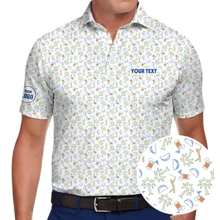 Custom Logo And Name Golf Polo Shirt For Team White