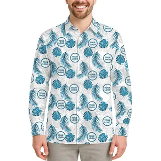 Custom Long Sleeve Hawaiian Shirt - Tropical Fern Pattern with New Live Preview