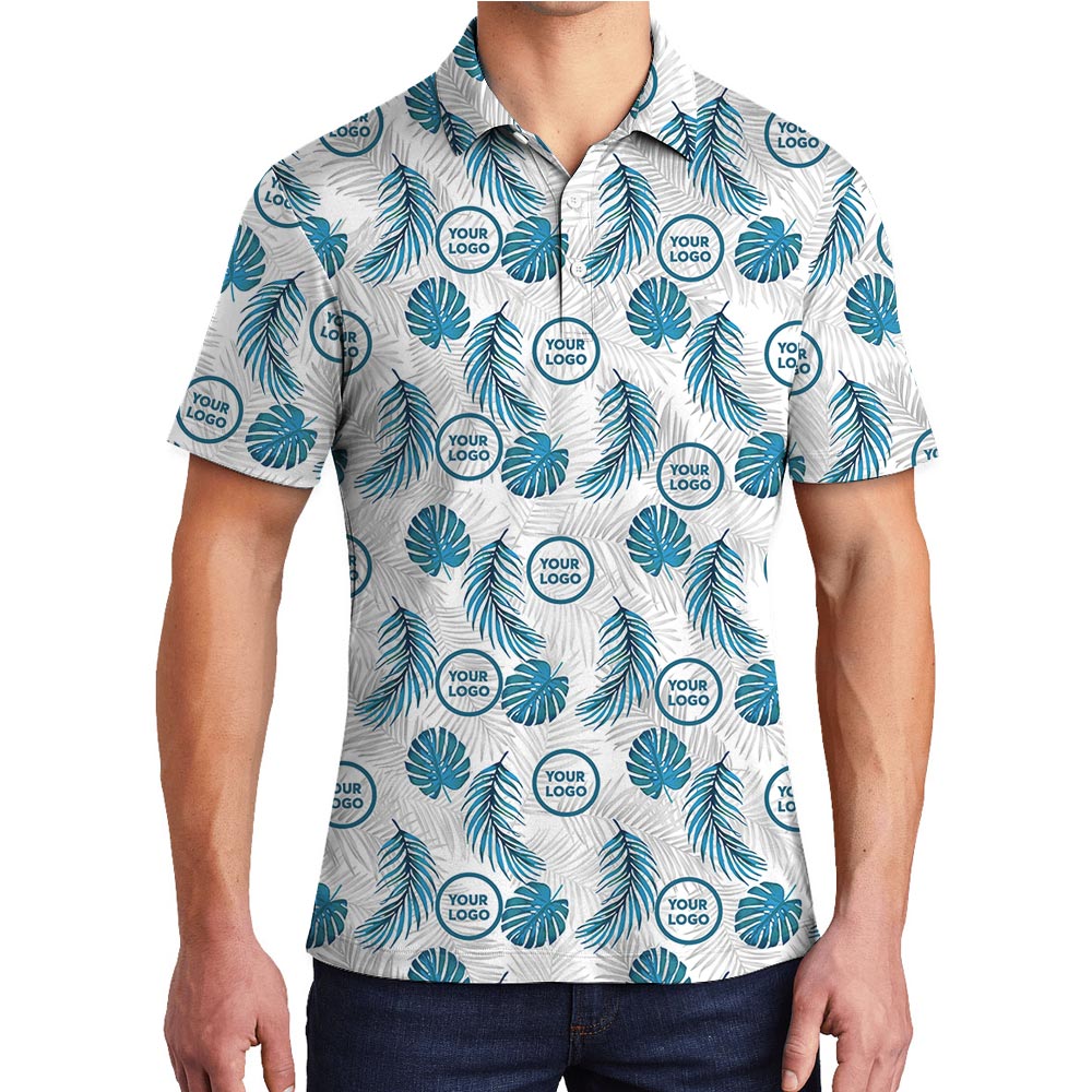 Custom Hawaiian Polo Shirt - Tropical Fern Pattern with New Live Preview - variant image 1