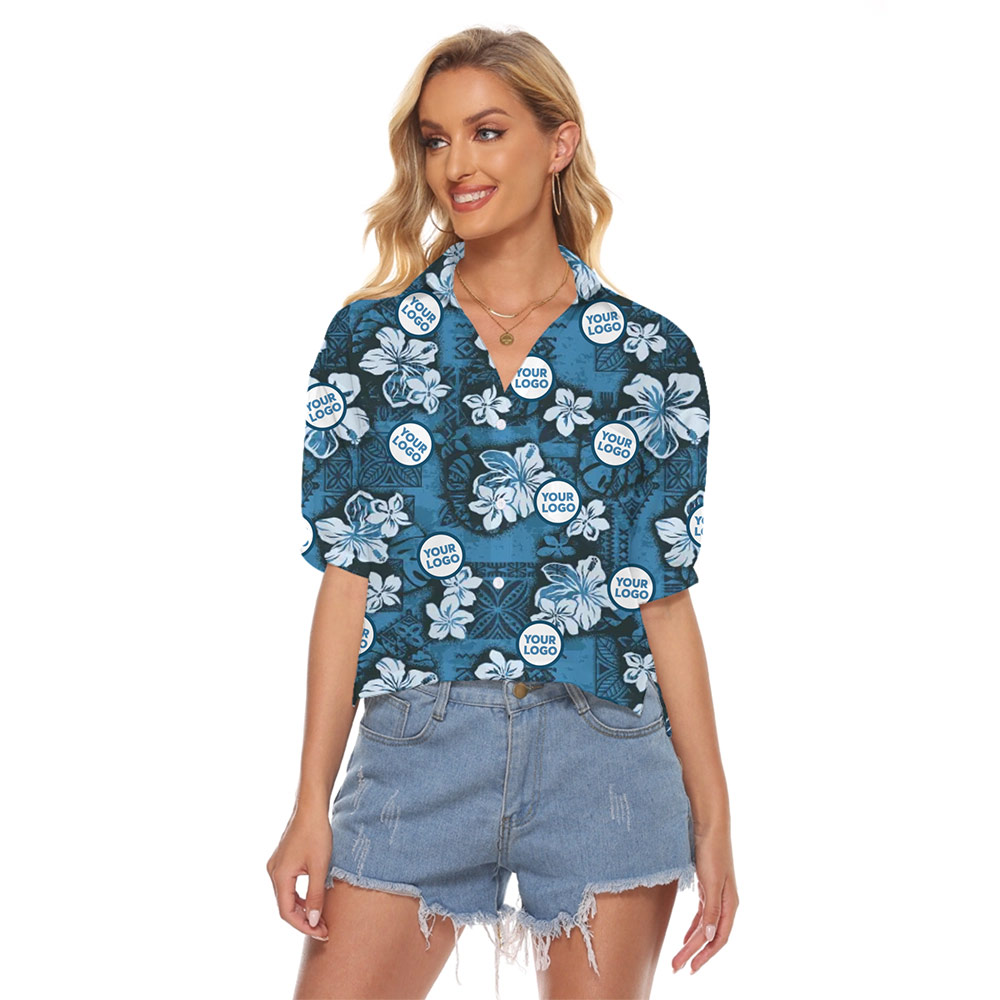 [Logo + Color] Custom Hawaiian Crop Top with Hibiscus Design and Dynamic Preview - variant image 1
