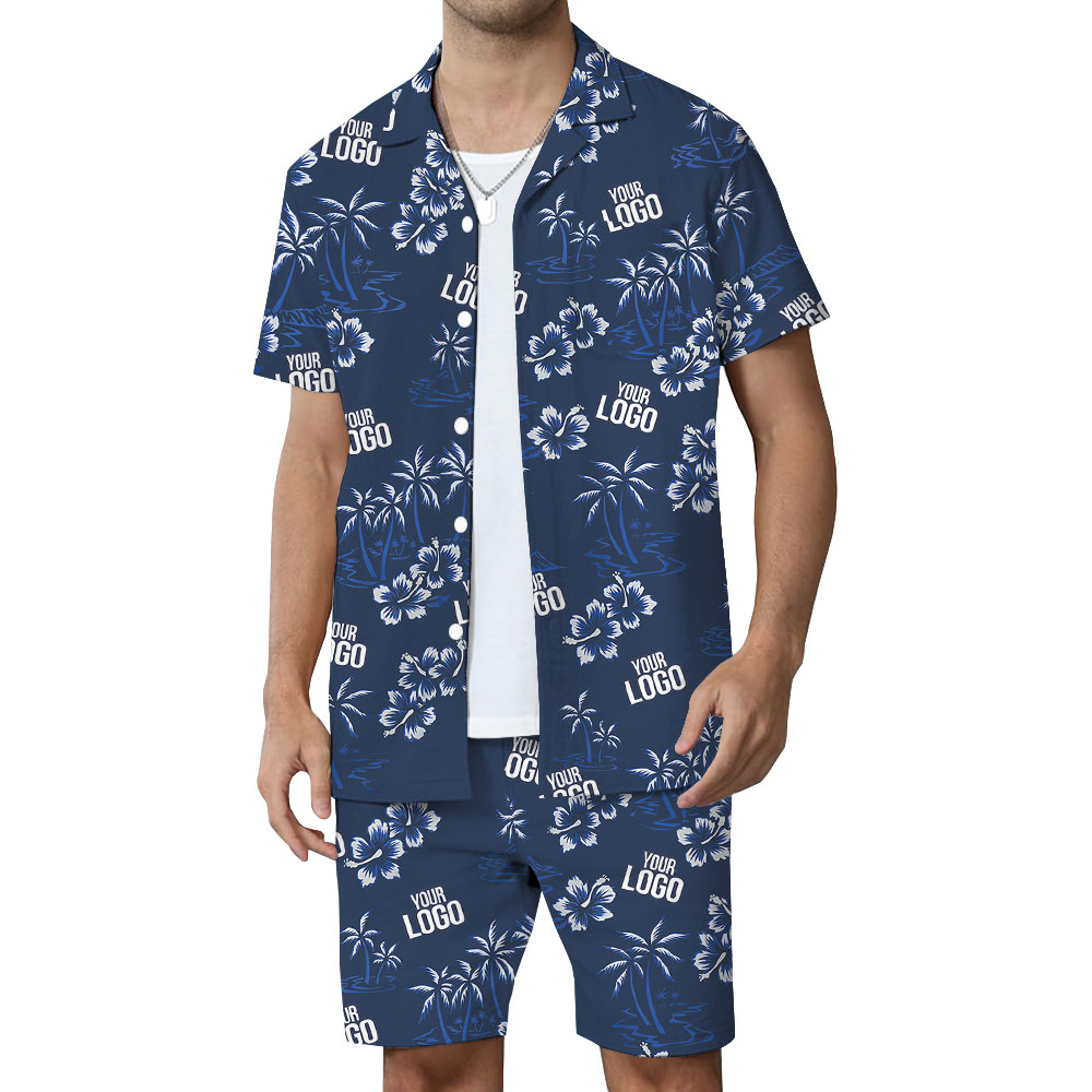 [Multiple Logos] Custom Navy Blue Hawaiian Set With Ultimate Live Preview - variant image 1