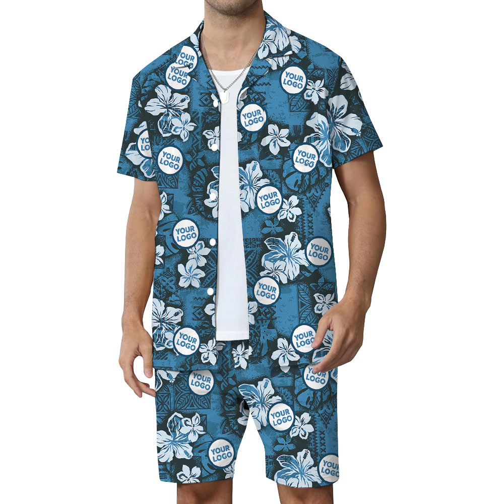 [Logo + Color] Custom Navy Hawaiian Set with Hibiscus Design and New Live Preview - variant image 1