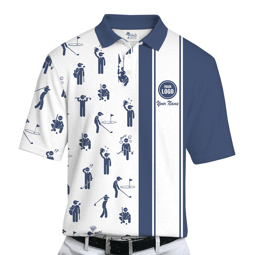 Unique Custom Golf Logo And Team Name Polo Shirt Navy