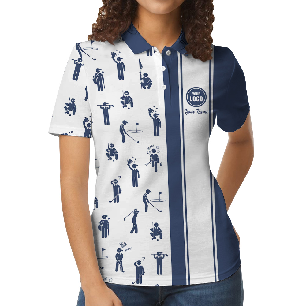 Unique Custom Golf Logo And Team Name Polo Shirt Navy