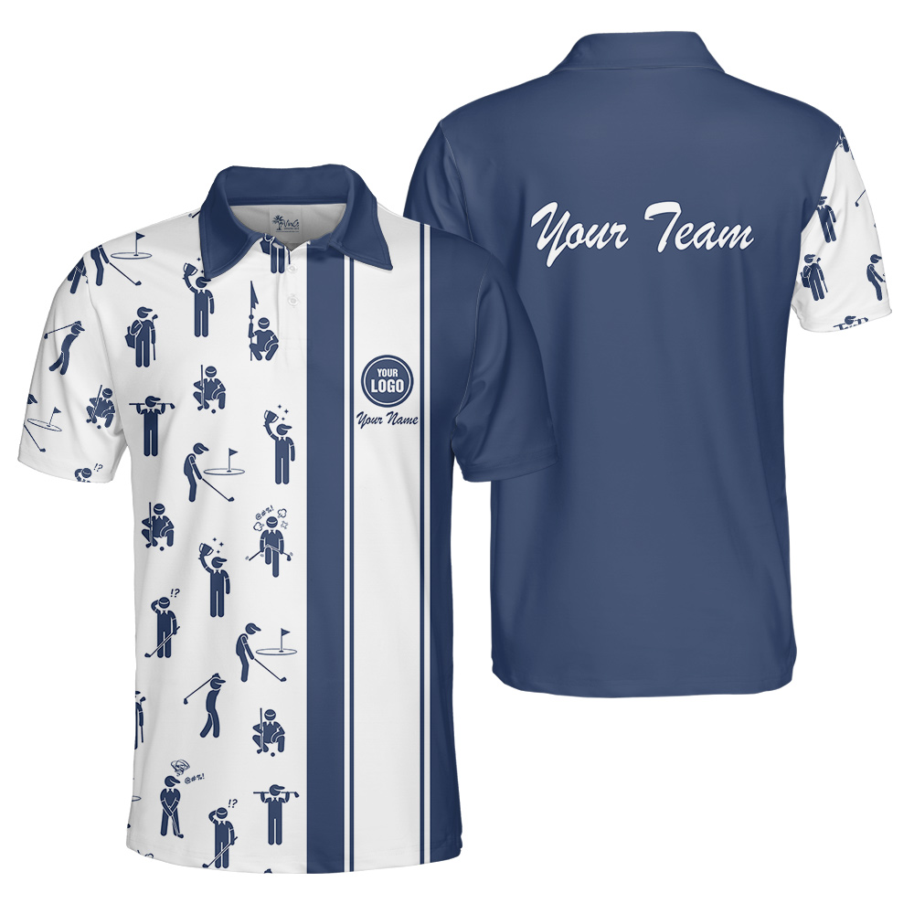 Unique Custom Golf Logo And Team Name Polo Shirt Navy