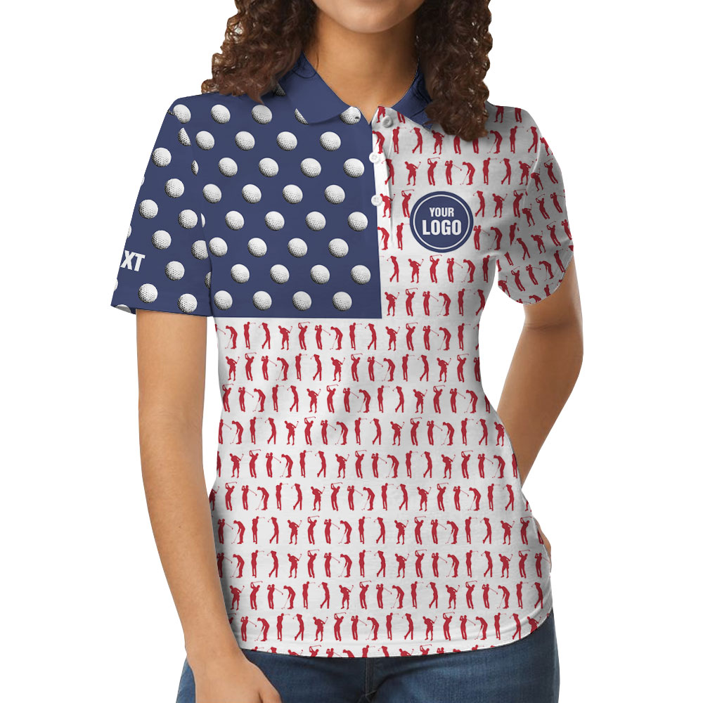 Custom Logo Golf Polo Shirt American Flag
