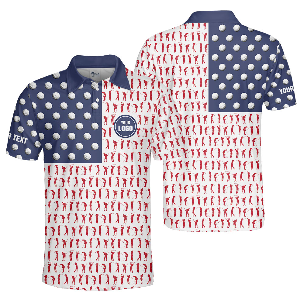 Custom Logo Golf Polo Shirt American Flag