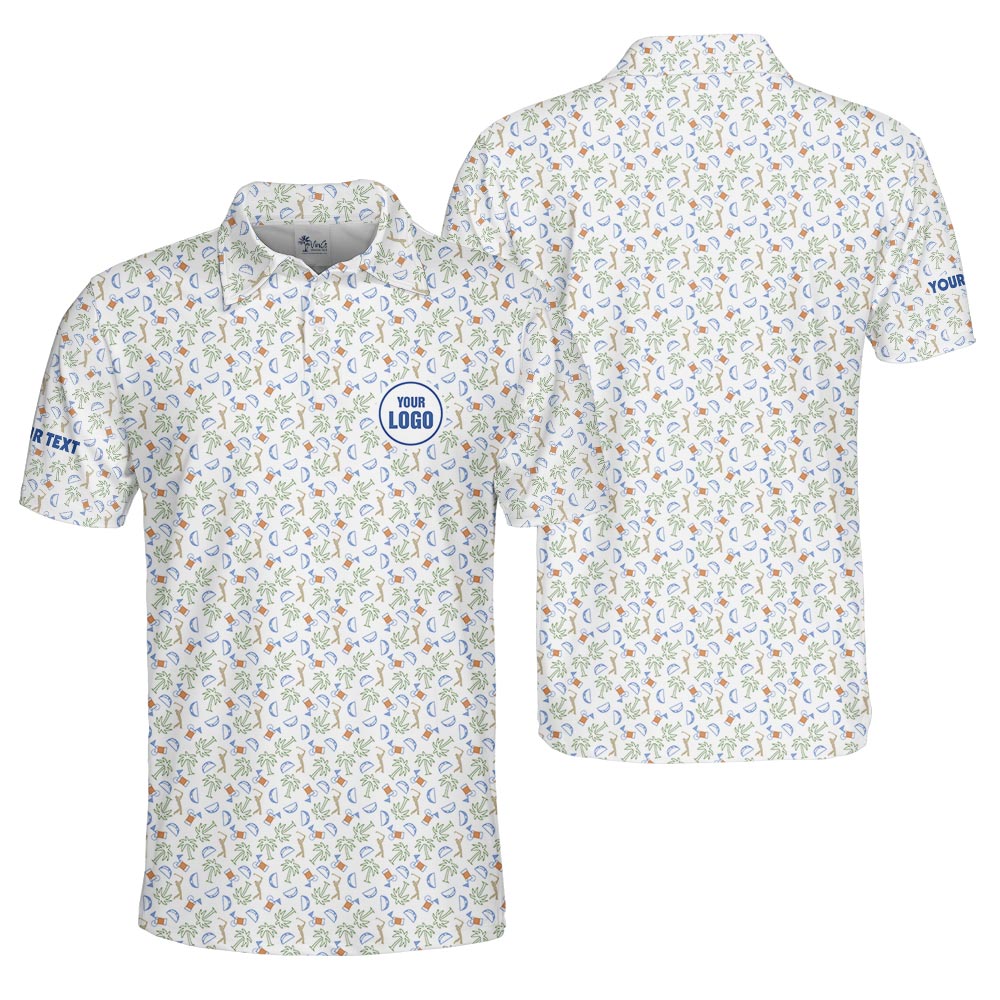 Custom Logo And Name Golf Polo Shirt For Team White