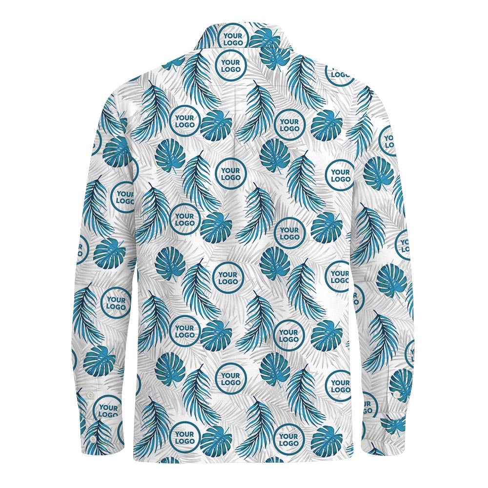 Custom Long Sleeve Hawaiian Shirt - Tropical Fern Pattern with New Live Preview