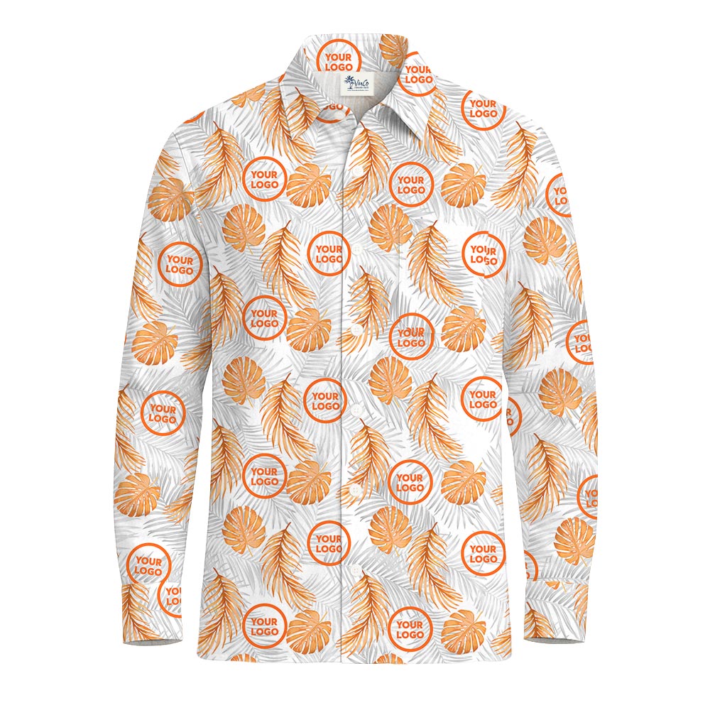 Custom Long Sleeve Hawaiian Shirt - Tropical Fern Pattern with New Live Preview