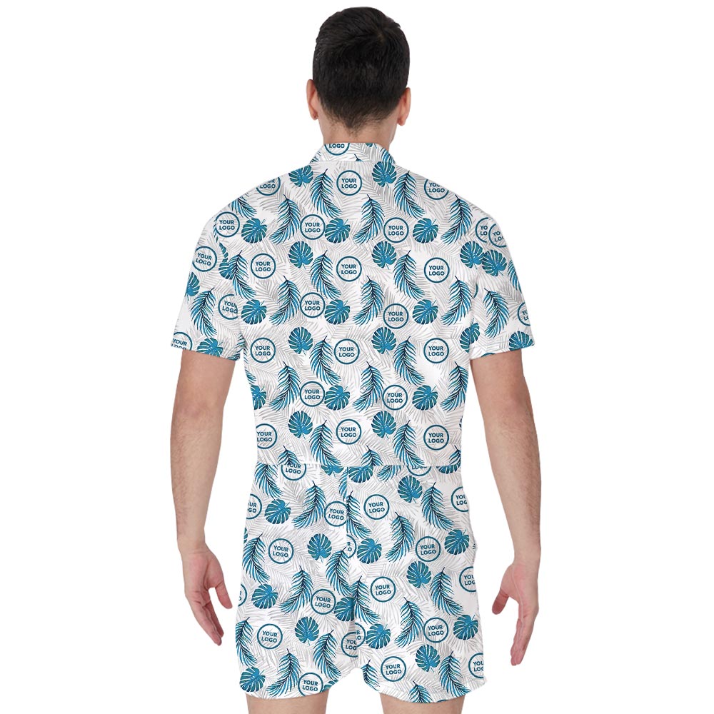 Custom Men’s Hawaiian Romper – Tropical Fern Pattern with New Live Preview