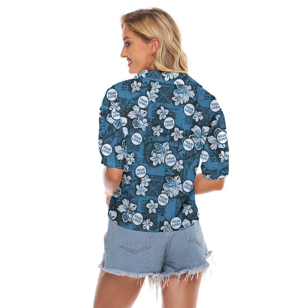 [Logo + Color] Custom Hawaiian Crop Top with Hibiscus Design and Dynamic Preview