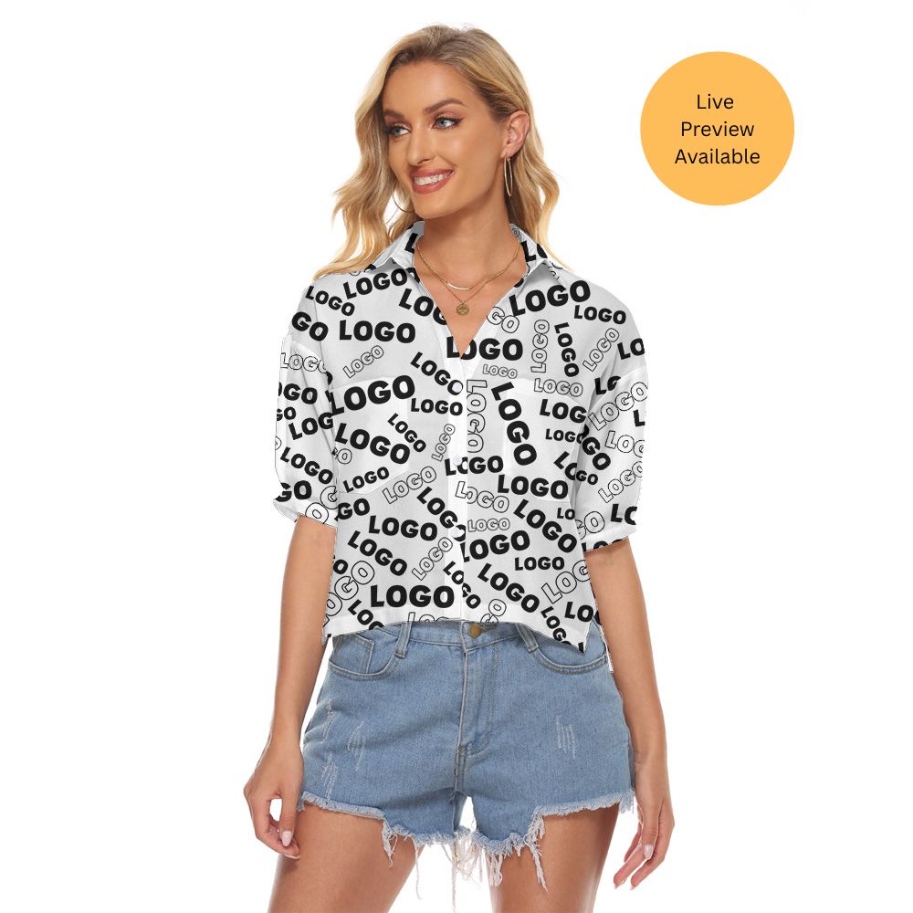 [Live Preview] Custom Company Logo Women Hawaiian Crop Tops - variant image 1