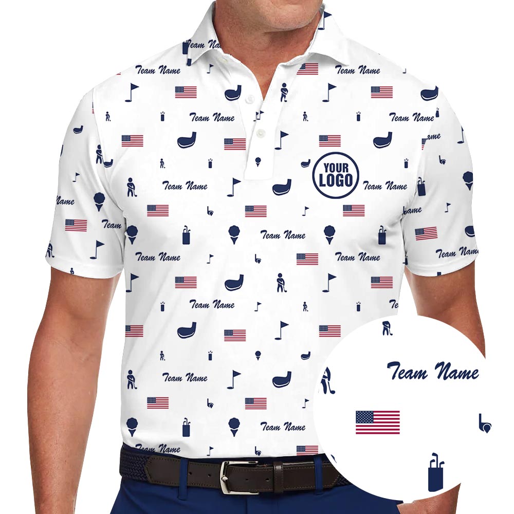Custom Golf Polo Shirt With Team Logo And Name American Flag - variant image 1