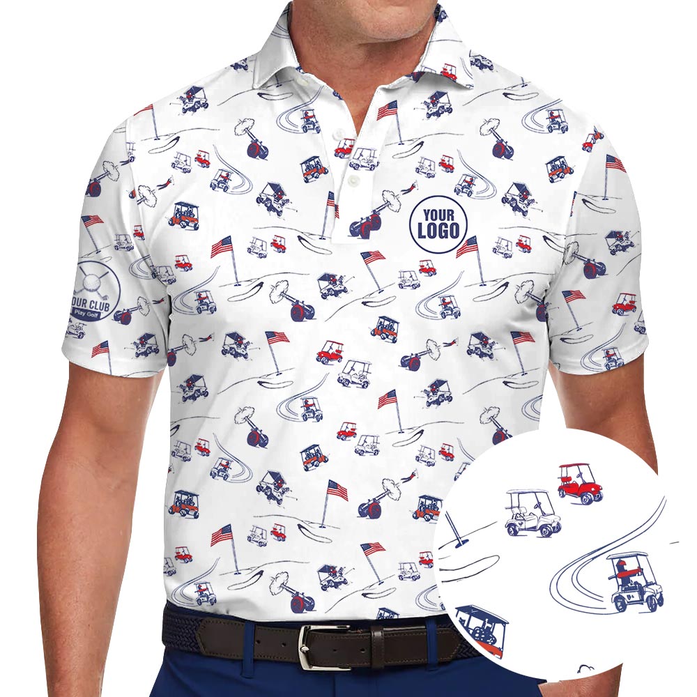 Custom Golf Logo And Club Name American Flag Polo Shirt - variant image 1
