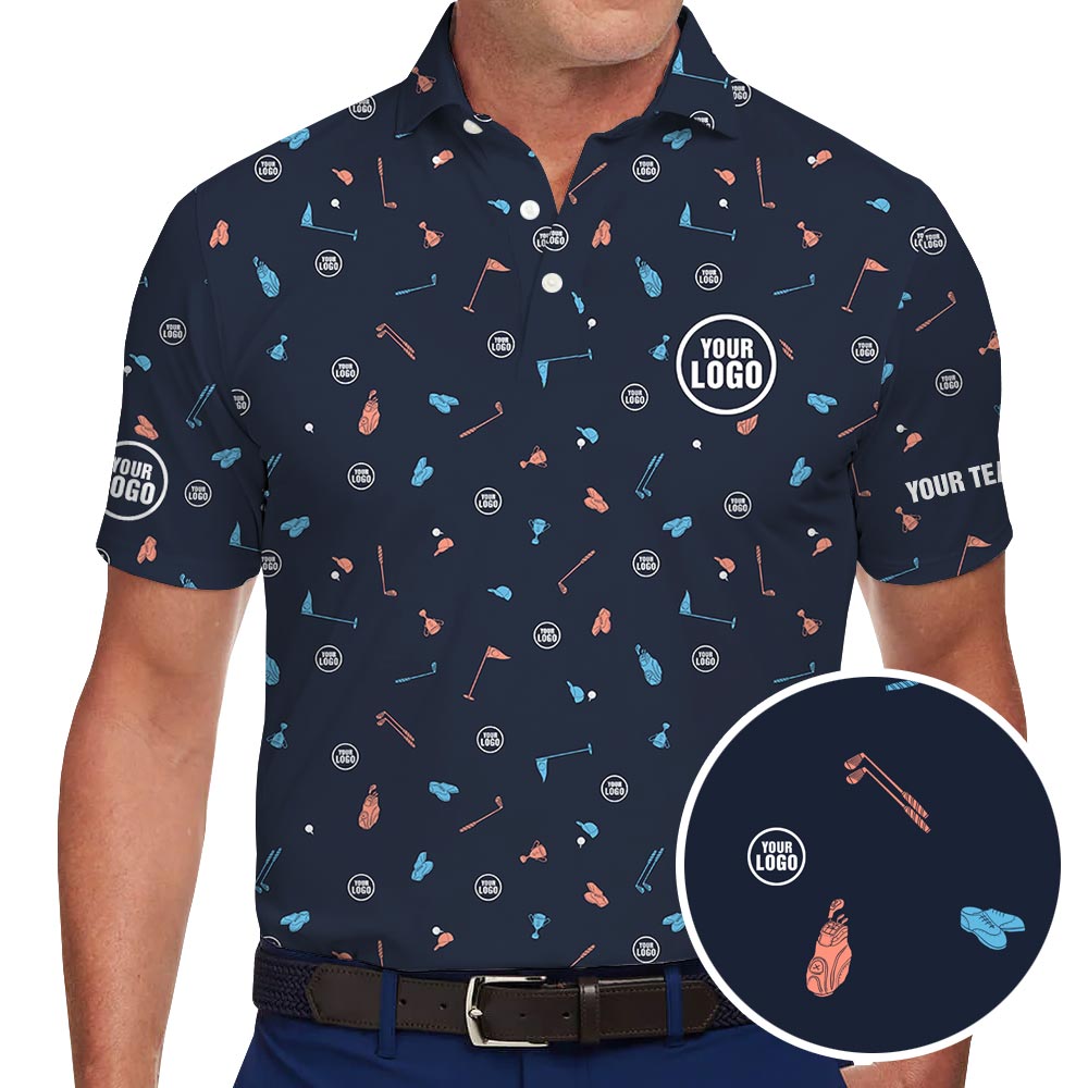 Custom Golf Logo And Name Polo Shirt For Company Navy - variant image 1