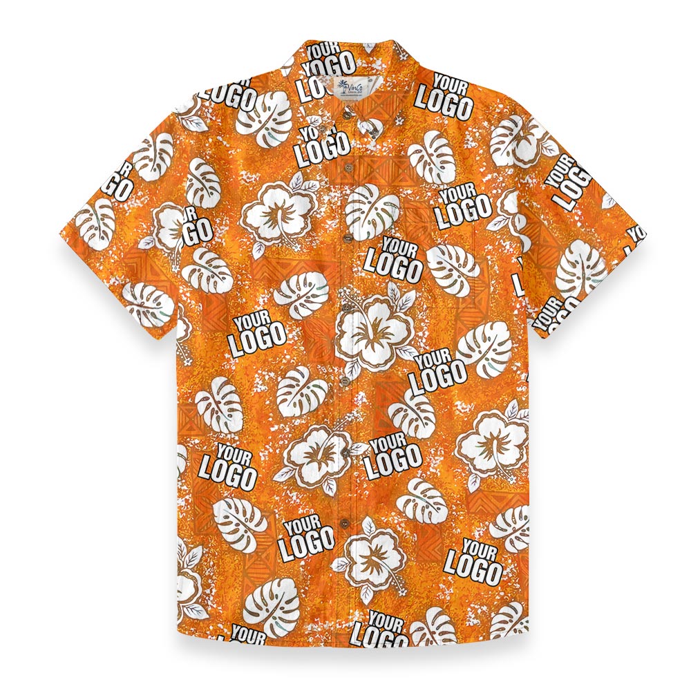 Unique Personalized Orange Aloha Shirt Button Down Cotton - variant image 1