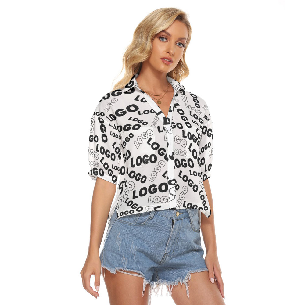 Custom Multiple Logo Women's Croptop Shirt