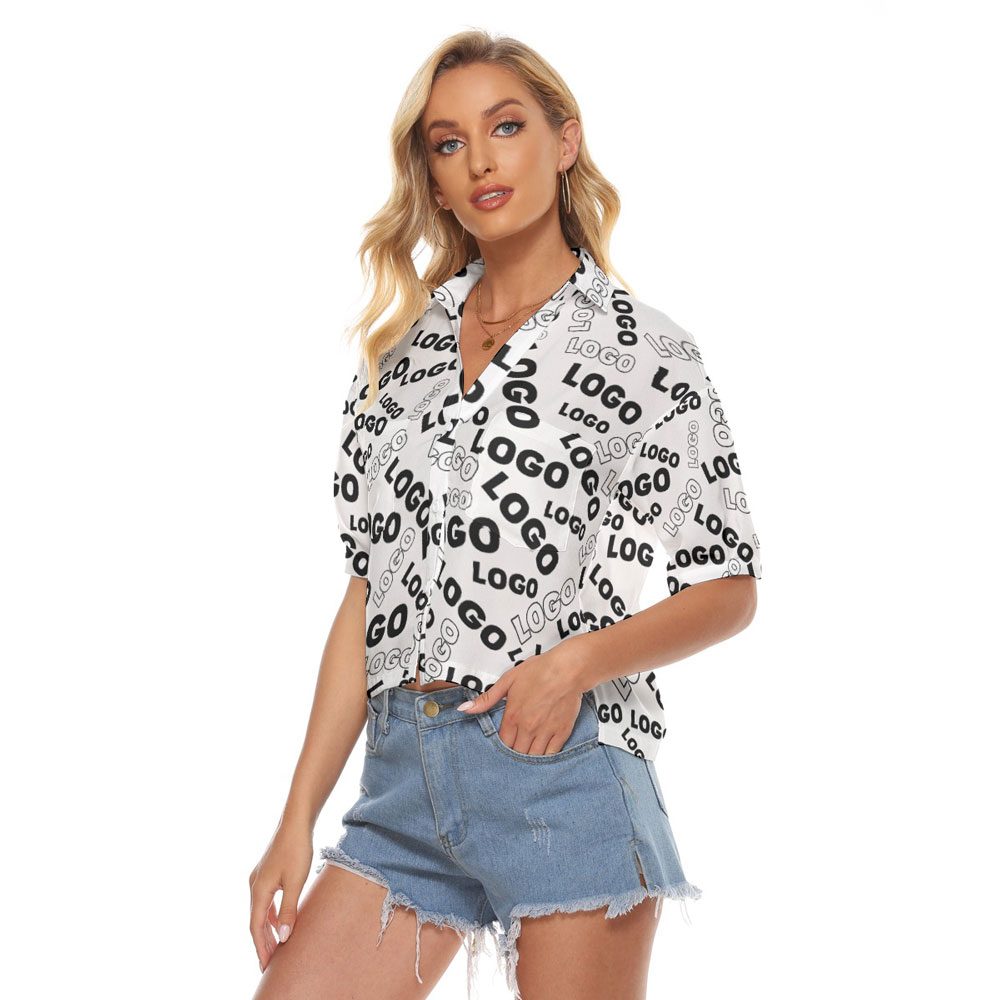 Custom Multiple Logo Women's Croptop Shirt